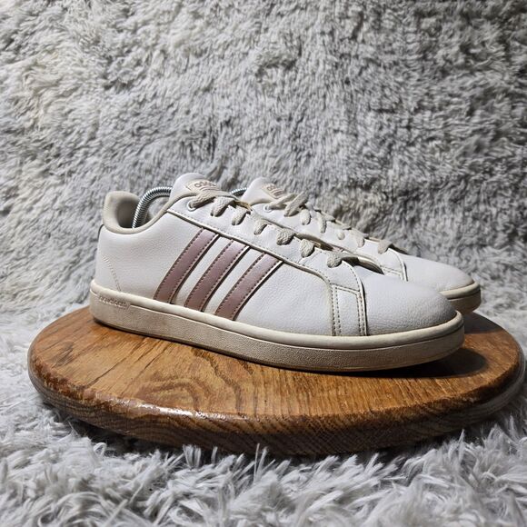 Adidas Cloudfoam Advantage Womens Size 11 White Leather Pearl/Rose Gold DA9524 - Picture 1 of 12